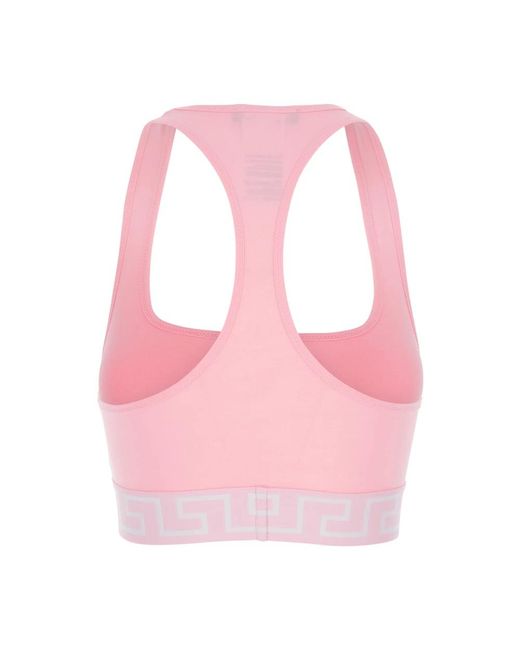 Versace Tops ,Roze ,Katoen Mouwloze Top Met Vierkante Hals in het Pink