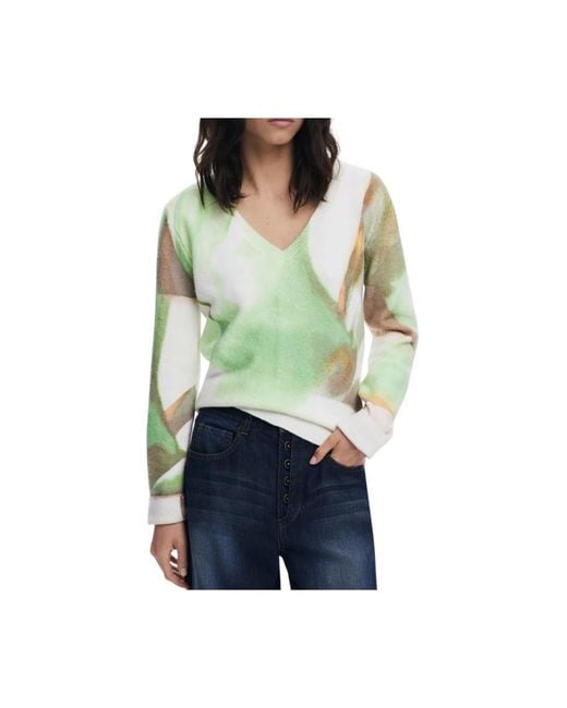 V-Neck Knitwear Desigual en coloris Green