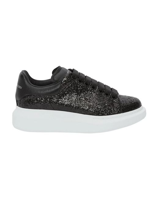 Alexander McQueen Black E Glitzernde Leder-Oversized-Sneakers für Frauen