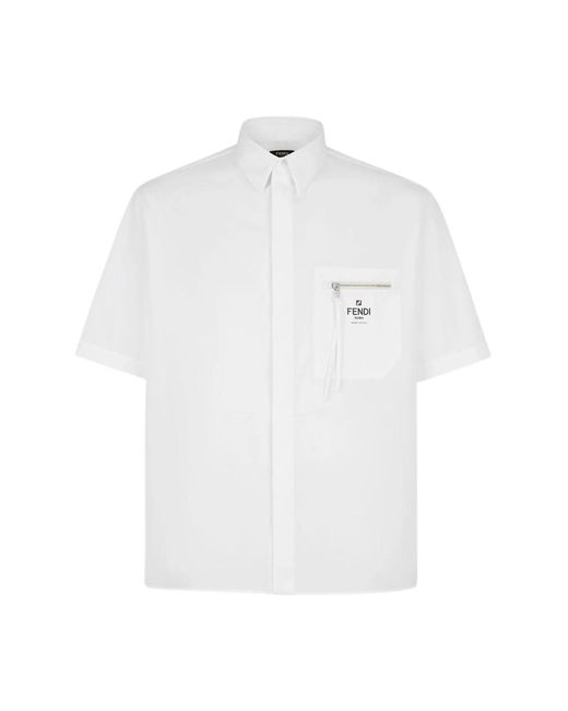 Fendi White Short Sleeve Shirts for men