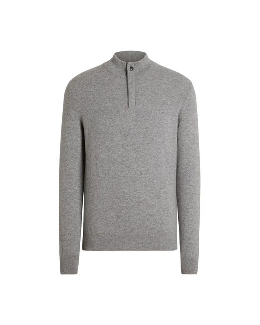 Zegna Kasjmier Zip-Up Coltrui Sweater Grijs in het Gray voor heren