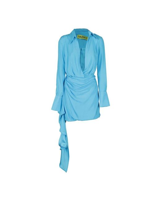 GAUGE81 Blue Elegantes seidenkleid gravia