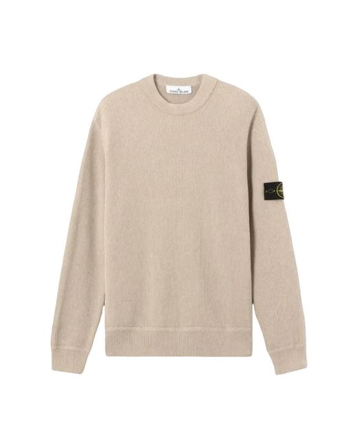 Stone Island Natural Round-Neck Knitwear for men