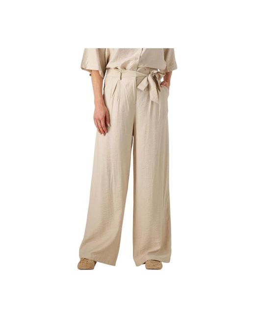 Moss Copenhagen Wide Trousers in het Natural