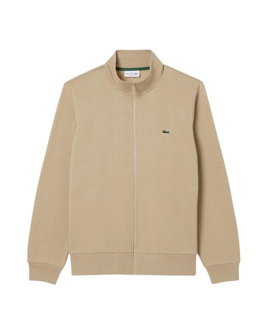 Lacoste Hoodies & Sweatvesten ,Katoen Zip-Up Fleece Sweatshirt Met Hoge Kraag in het Natural voor heren