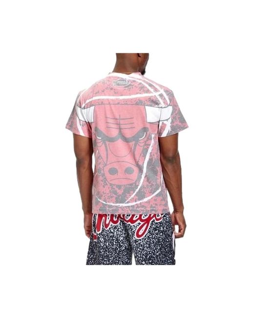 Mitchell & Ness Tops ,Veelkleurig ,Rode Jumbotron Sublimated T-Shirt in het Red voor heren