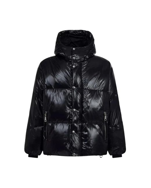 Khrisjoy Jassen ,Zwart ,Polyester Zwarte Gewatteerde Jas Met Capuchon in het Black