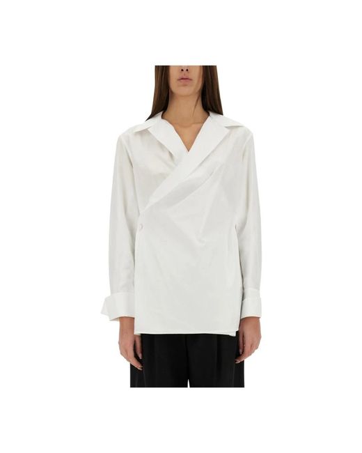 Givenchy Overhemden ,Wit ,Katoen Asymmetrisch Overslag Shirt in het White