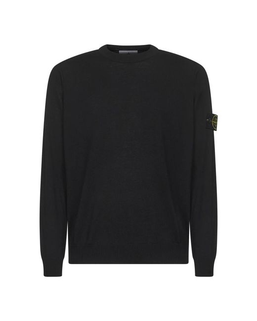 Stone Island Black Round-Neck Knitwear for men