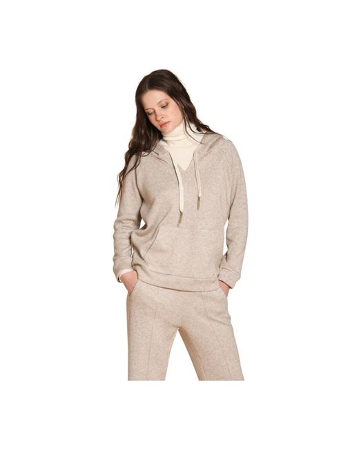 Mason's Hoodies & Sweatvesten ,Polyester Lurex Jersey Hoodie in het Natural