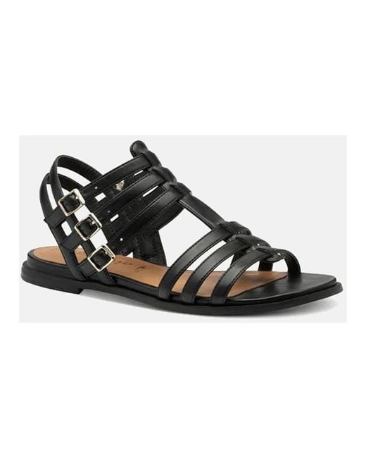 Tamaris Black Flat Sandals