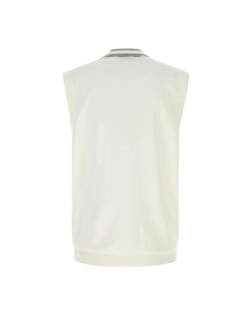Brunello Cucinelli White Sleeveless Knitwear for men
