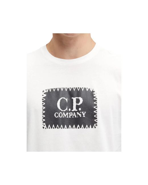 C P Company Weißes baumwoll-jersey-label-t-shirt in White für Herren