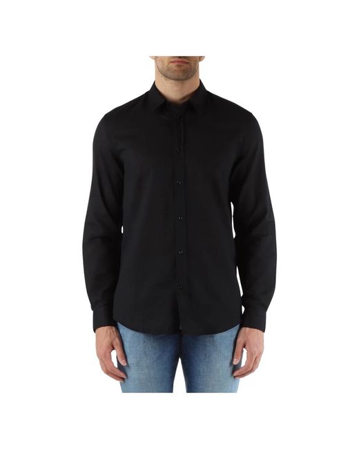 Camicia slim fit cotone lino di Antony Morato in Black da Uomo