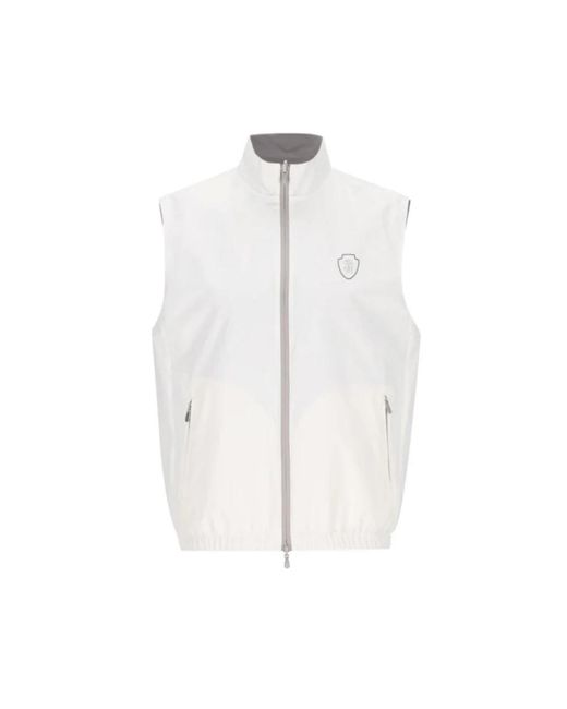 Brunello Cucinelli Jassen ,Wit ,Nylon Witte Omkeerbare Vest Met Ritszakken in het White voor heren