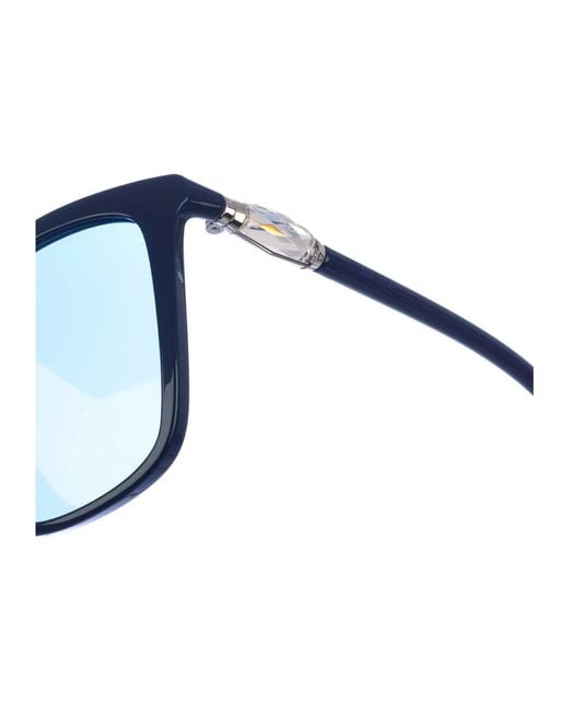 Swarovski Accessoires ,Blauw ,Ovaalvormige Granaatkleurige Zonnebril Met Gradiënt Lenzen in het Blue