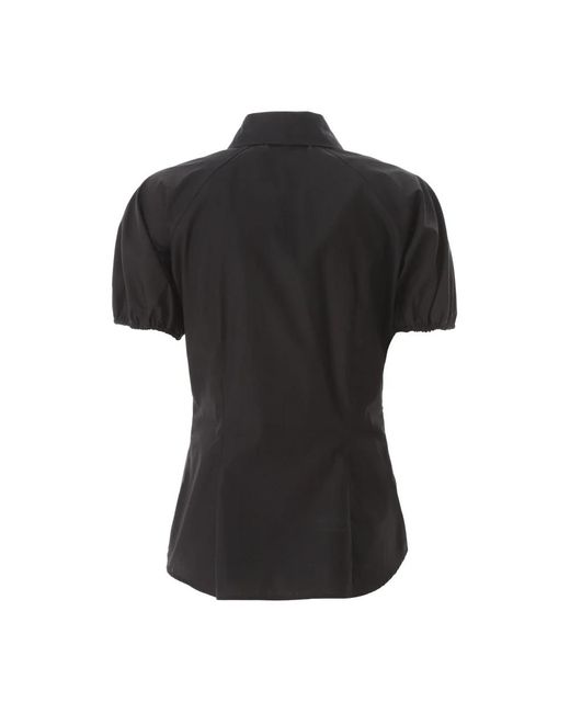 Moschino Overhemden ,Zwart ,Katoen Zwarte Puff Sleeve Shirt in het Black