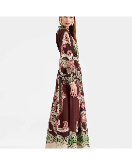 LaDoubleJ Kleedjes ,Veelkleurig ,Abundance Goddess Zijden Voile Jurk in het Brown