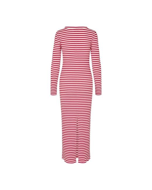 Lolly's Laundry Kleedjes ,Veelkleurig ,Gestreepte Maxi Jurk Met Lange Mouwen in het Red
