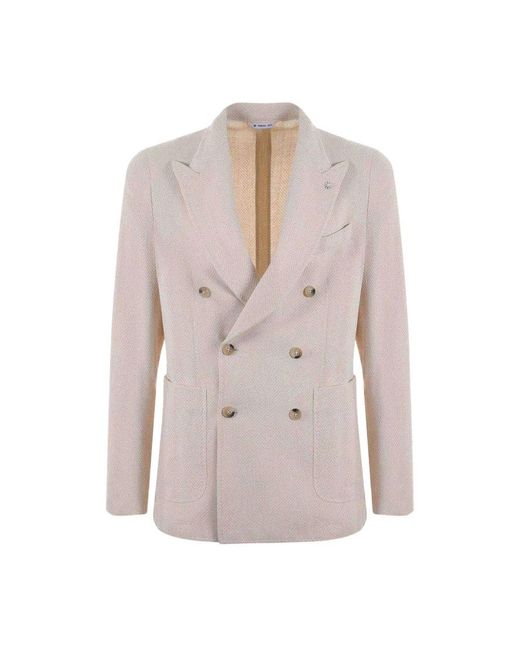 Manuel Ritz Jassen ,Leer Double-Breasted Blazer in het Gray voor heren
