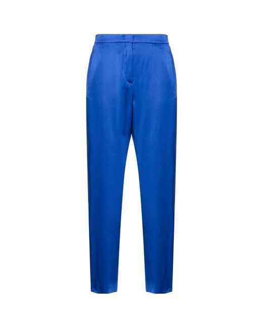 Pantalones slim-fit de seda azul real Giorgio Armani de color Blue