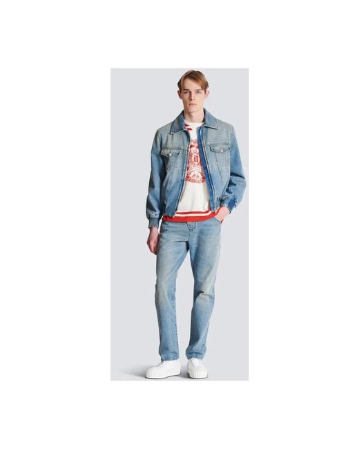 Balmain Blue Denim Jackets for men