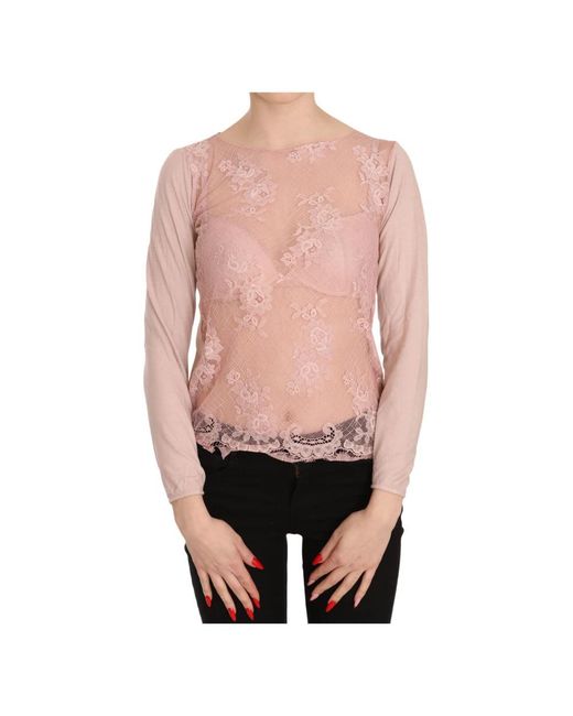 Pink Memories Overhemden ,Roze ,Katoen Doorschijnende Roze Katoenen Blouse in het Pink