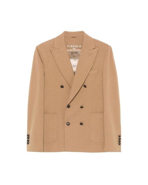 Circolo 1901 Double-Breasted Blazer in het Natural voor heren