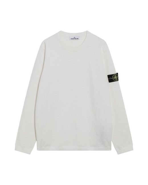 Stone Island White Round-Neck Knitwear for men
