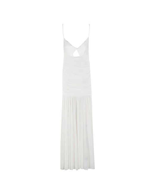 retroféte White Weiße Mesh-Kleid Mit V-Ausschnitt