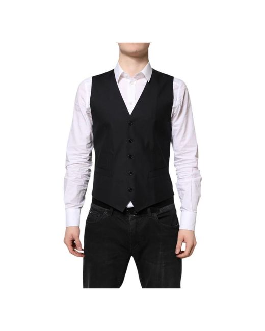 Dolce & Gabbana Black Waistcoats for men