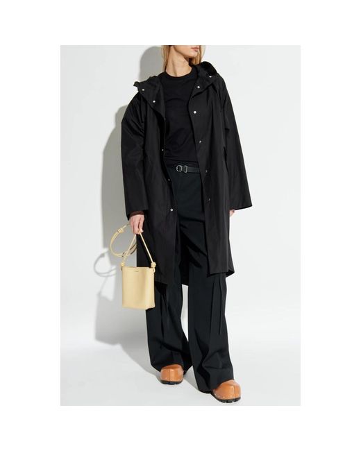 Jil Sander Jassen ,Zwart ,Katoen Katoenen Parka Met Capuchon in het Black