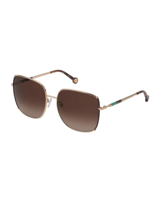 Occhiali da sole multicolore in metallo con lenti sfumate di Carolina Herrera in Brown