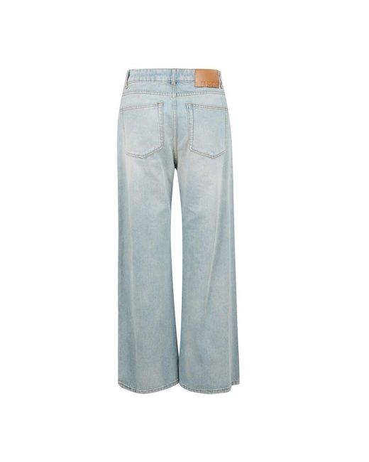 MSGM Blue Weite Denim Hose Mit Koordiniertem Gürtel