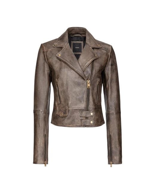 Pinko Brown Leather Jackets
