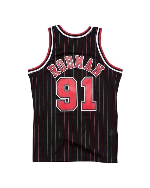 Mitchell & Ness Fitness ,Zwart ,Dennis Rodman Basketbalshirt in het Black voor heren