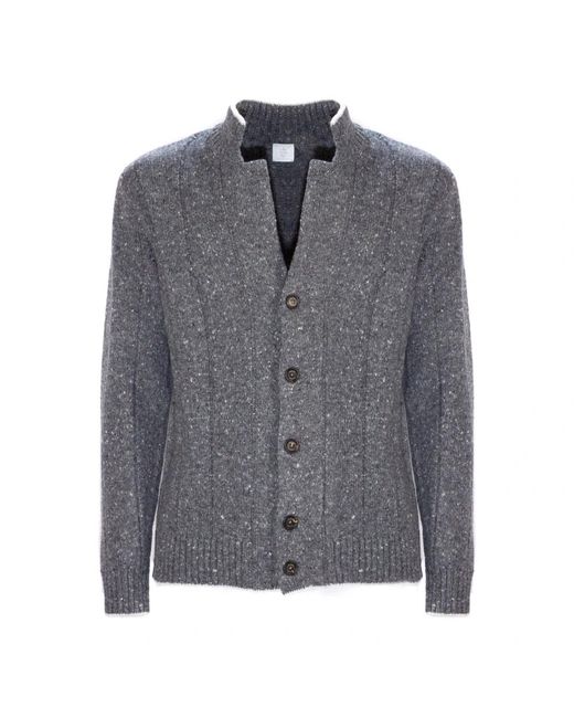 Eleventy Truien & Vesten ,Grijs ,Wol Cardigan Met Mandarijnkraag in het Gray voor heren
