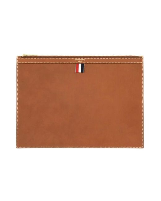Thom Browne Pebble Grain Medium Document Houder in het Brown