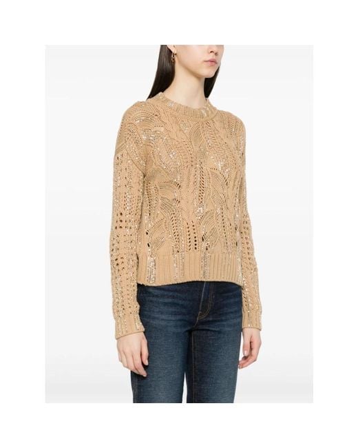 Ermanno Scervino Natural Round-Neck Knitwear