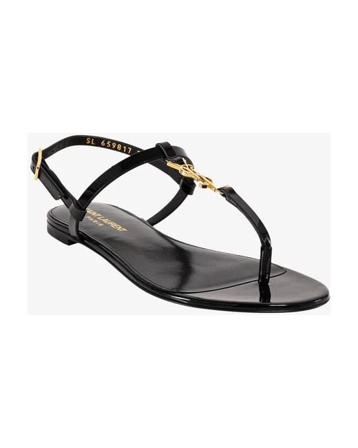Saint Laurent Black Flat Sandals