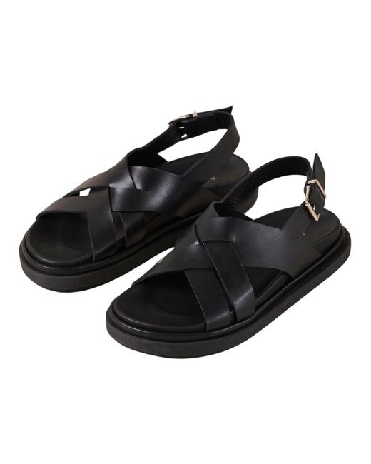 Sandalias de cuero negro Alohas de color Black