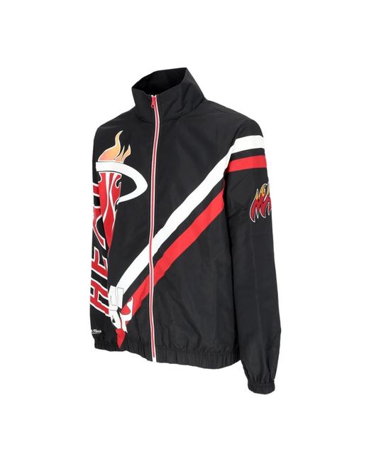 Mitchell & Ness Fitness ,Zwart ,Polyester Miami Heat Nba Windbreaker Jas in het Black voor heren