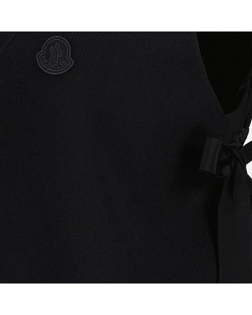 Moncler Black Ärmelloses midi-kleid rundhalsausschnitt