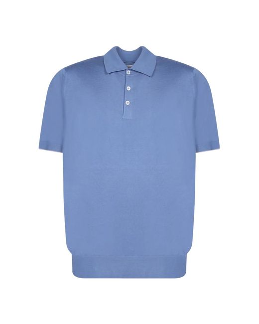 Brunello Cucinelli Blau polo shirt mit kontrastierenden kanten in Blue für Herren