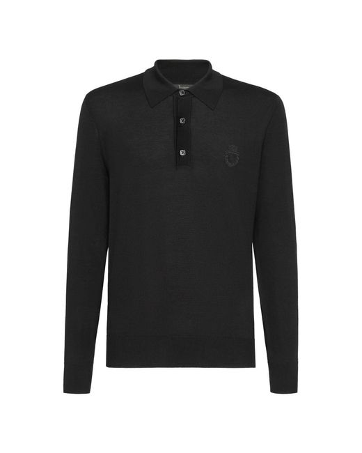 Billionaire Pullover Polo-Neck Ls Crest in het Black voor heren