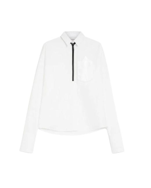 Sportmax Overhemden ,Wit ,Katoen Oversized Wit Poplin Overhemd in het White