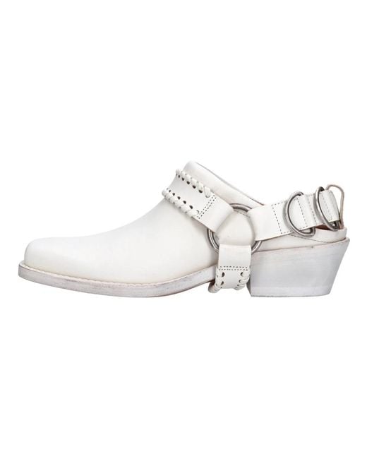 Buttero White Heeled Mules