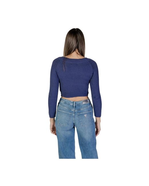 Jacqueline De Yong Round-Neck Knitwear in het Blue