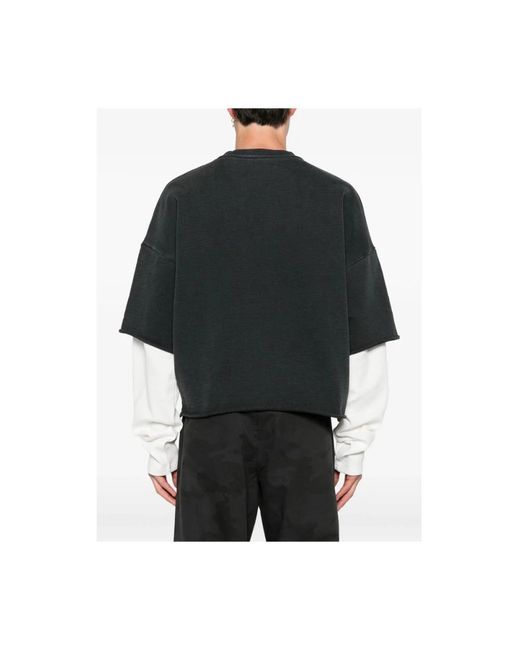 Stay Human On Earth Black Long Sleeve Tops for men