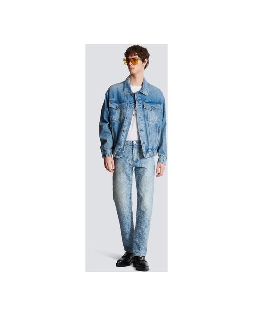 Balmain Blue Denim Jackets for men